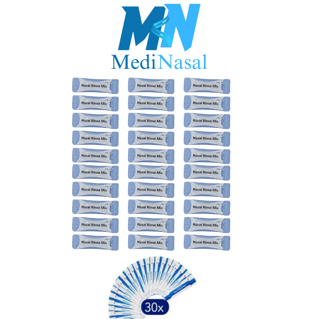 30 sobres de mezcla de enjuague nasal para una botella de lavado nasal, un neti pot o cualquier dispositivo de enjuague nasal