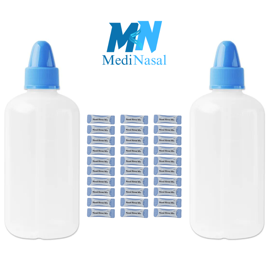 2 Botella de lavado nasal y 30 Sobres de enjuague nasal
