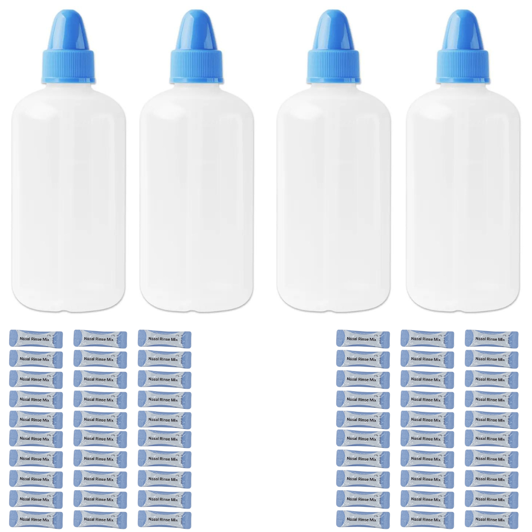 4 Botellas de lavado nasal y 60 Sobres de enjuague nasal