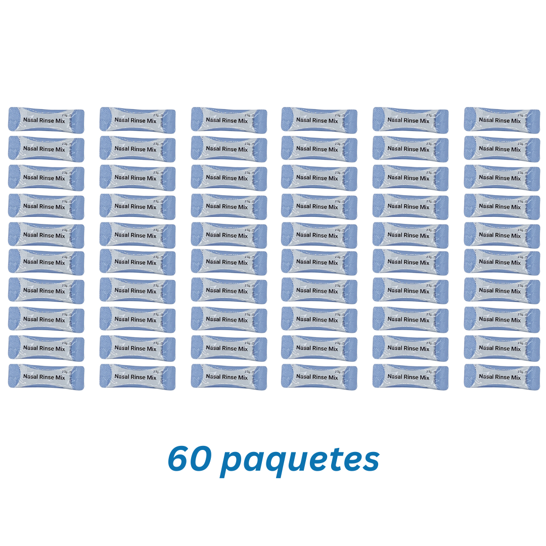 60 sobres de mezcla de enjuague nasal para una botella de lavado nasal, un neti pot o cualquier dispositivo de enjuague nasal