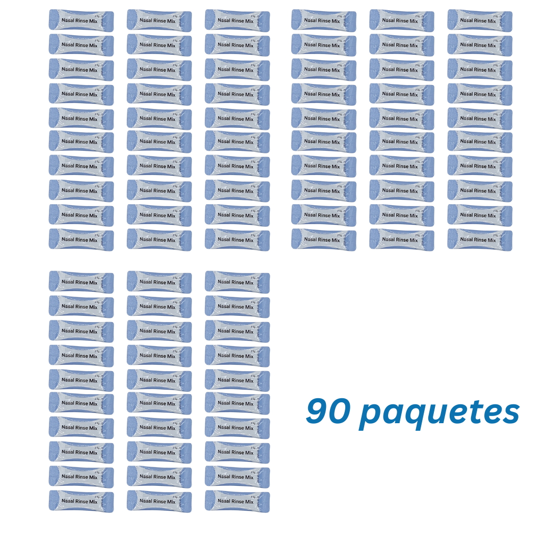 90 sobres de mezcla de enjuague nasal para una botella de lavado nasal, un neti pot o cualquier dispositivo de enjuague nasal