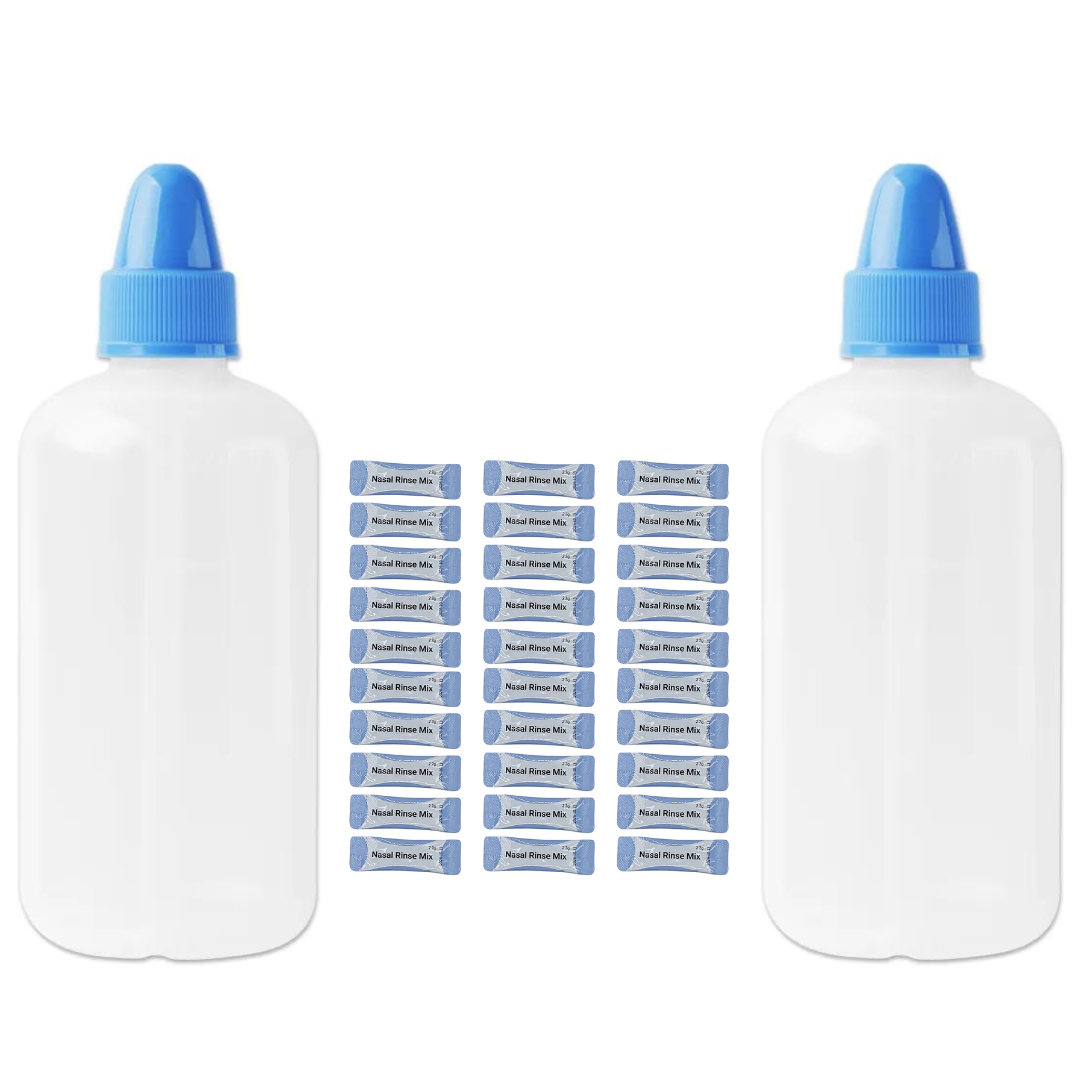 2 Botella de lavado nasal y 30 Sobres de enjuague nasal