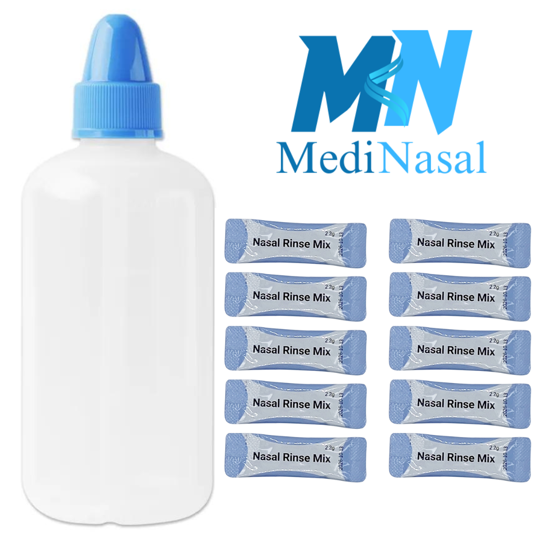 1 Botella de lavado nasal y 10 Sobres de enjuague nasal